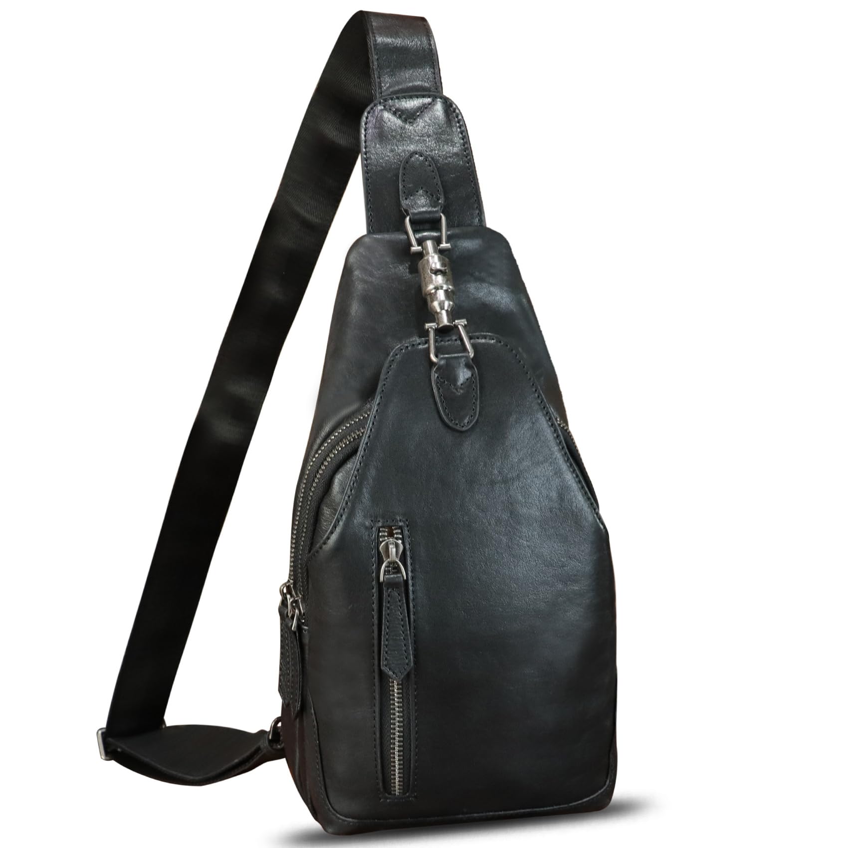 LRTO Genuine Leather Sling Bag for Men and Women Real Leather Shoulder Crossbody Bag Chest Bag Sling Backpack Purse