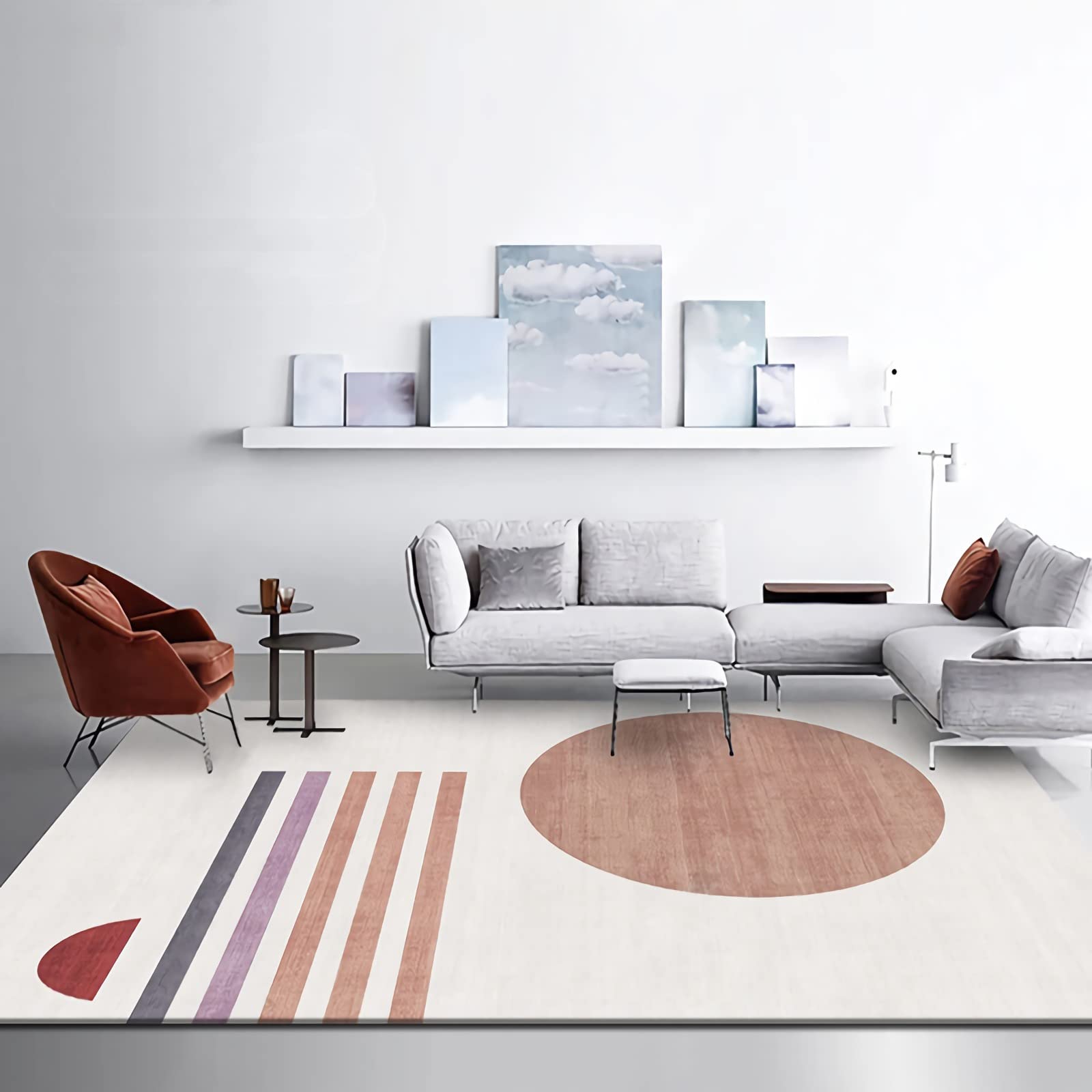 Tapis Tapis de Chambre ado,Tapis Antidérapant Facile À Nettoyer Design Minimaliste Marron Bleu Tapis de Jeux Enfant,Descente de lit Chambre 60x90cm