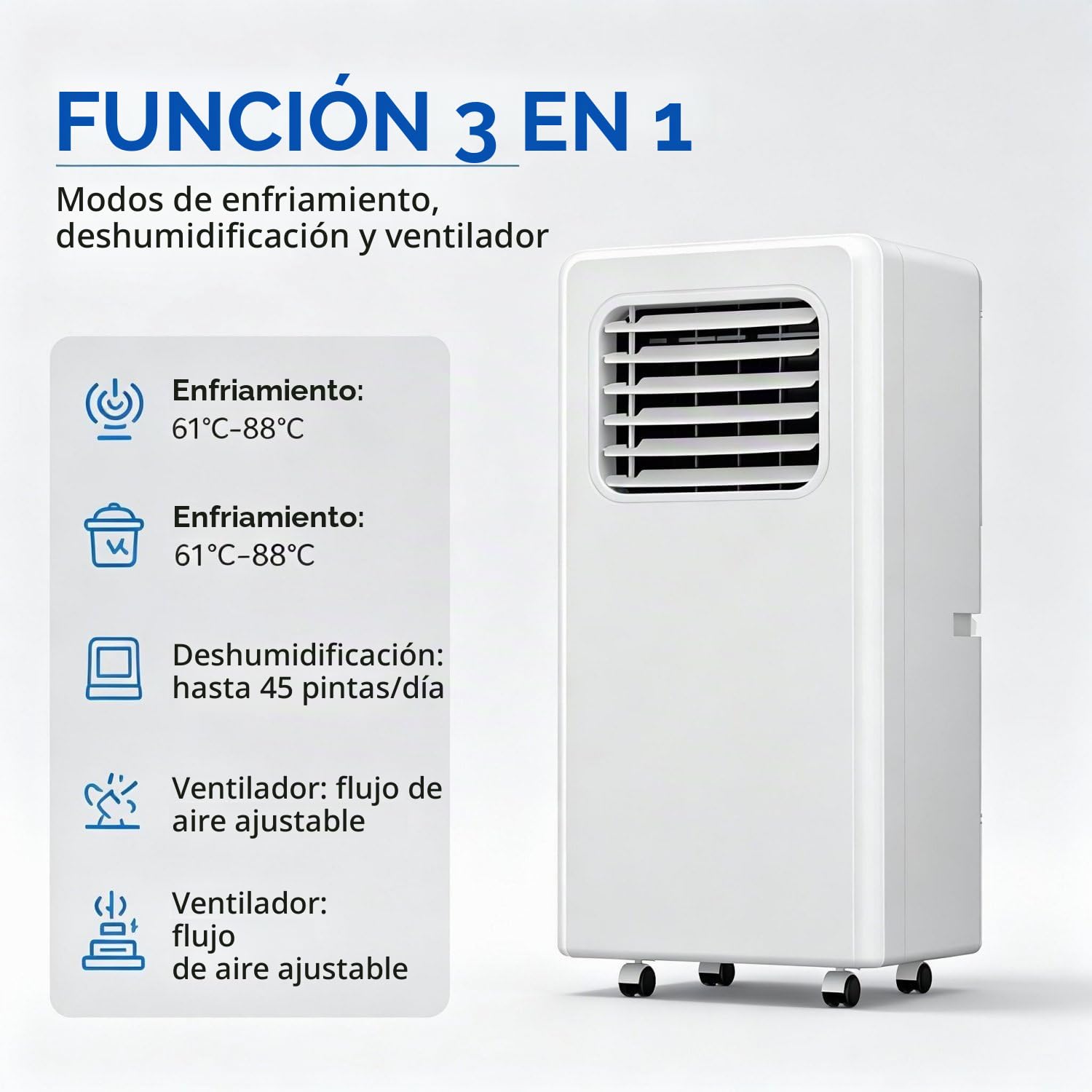 Aire Acondicionado portátil, refrigeración 550in² 18000BTU | Aire acondicionado de pie ultra silencioso; modo de suspensión; ideal para habitaciones infantiles y uso nocturno.