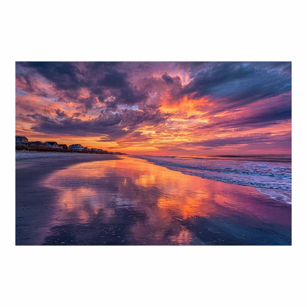 HOQIU Wall art for home decor Sunset Beaches es Reflection canvas artwork for wall, art prints, For living room, bedroom, bathroom, dining room, painting and decor.(Multicolor)-30x40cm Unframed