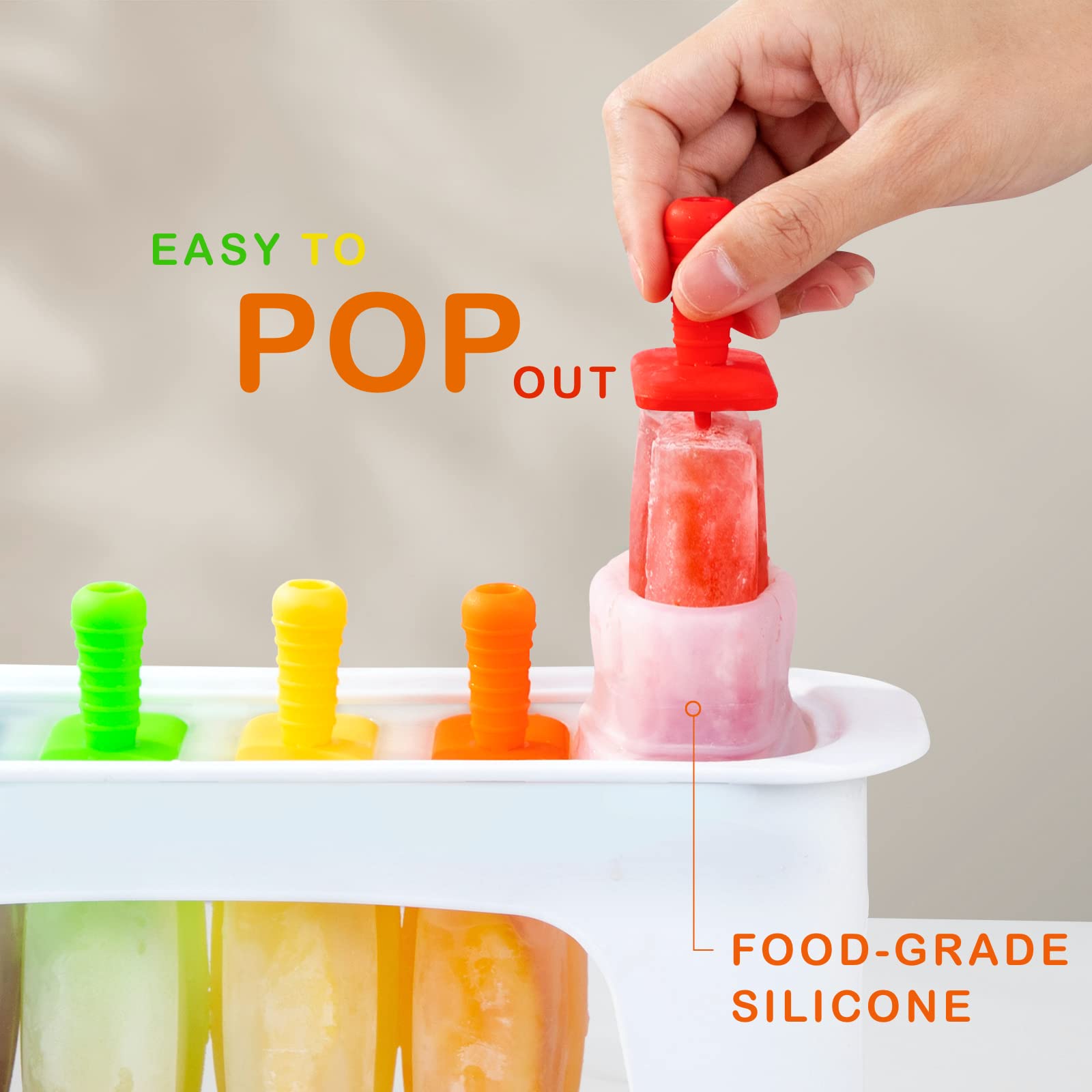Stampi Per Ghiaccioli Arcobaleno In Silicone, 6 Pezzi Con Bastoncini Riutilizzabili - Facili Da Sformare, Senza BPA - 4