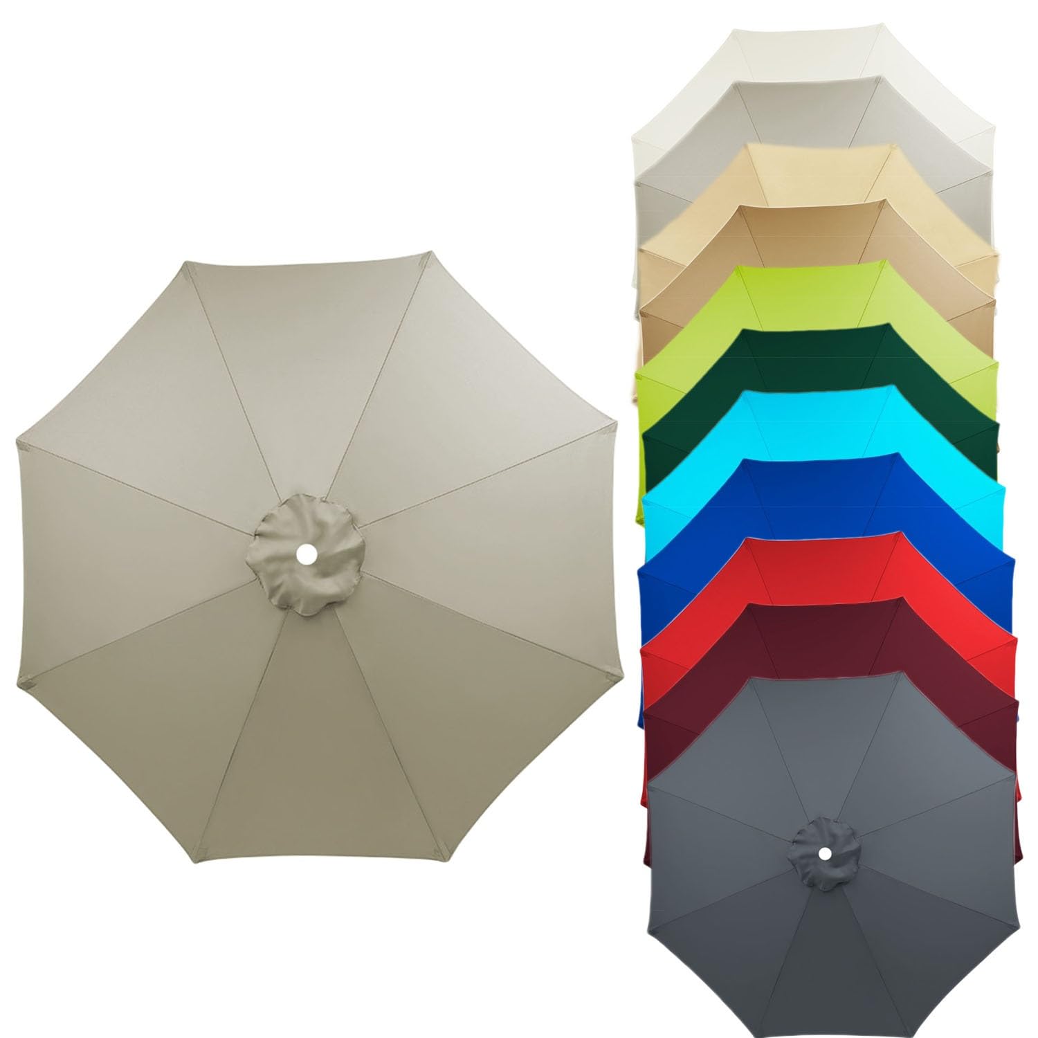 Patio umbrella Replacement Canopy Sun Umbrella Replacement Cloth 6 Arms/8 Arms Garden Parasol Replacement Fabric 2.7M/2.7M/3.0M Replacement Parasol Cover, Market Table Umbrella Canopy Fade Resistant ( — image 1