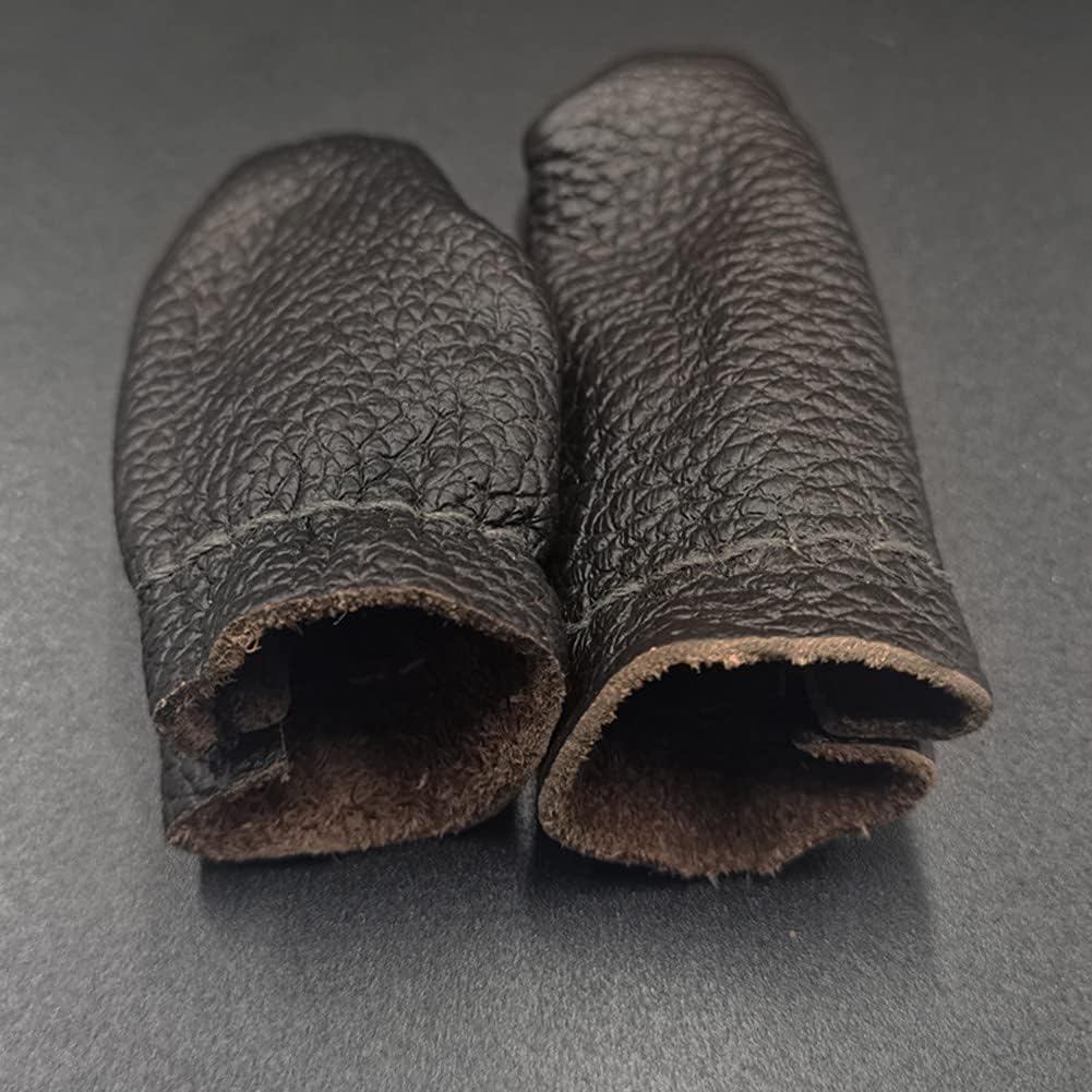 SUKPSY 3 Pairs Leather Finger Protector Thimble Hand Sewing Thimble Finger Guards Pads for Hand Craft Sewing Needlework Needle Felting Knitting(Random Color)
