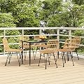 AGANS Enhance Outdoor Dining with 7 Piece Rattan Patio Dining Set, Durable Powder-Coated Frame, Stylish Black Finish