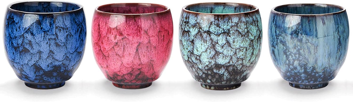 Ceramic Teacup, Tea Set, Coffee cup，Sake sets,Yerba Mate Set Ceramic Mate CupSet of 4 (4 colors)