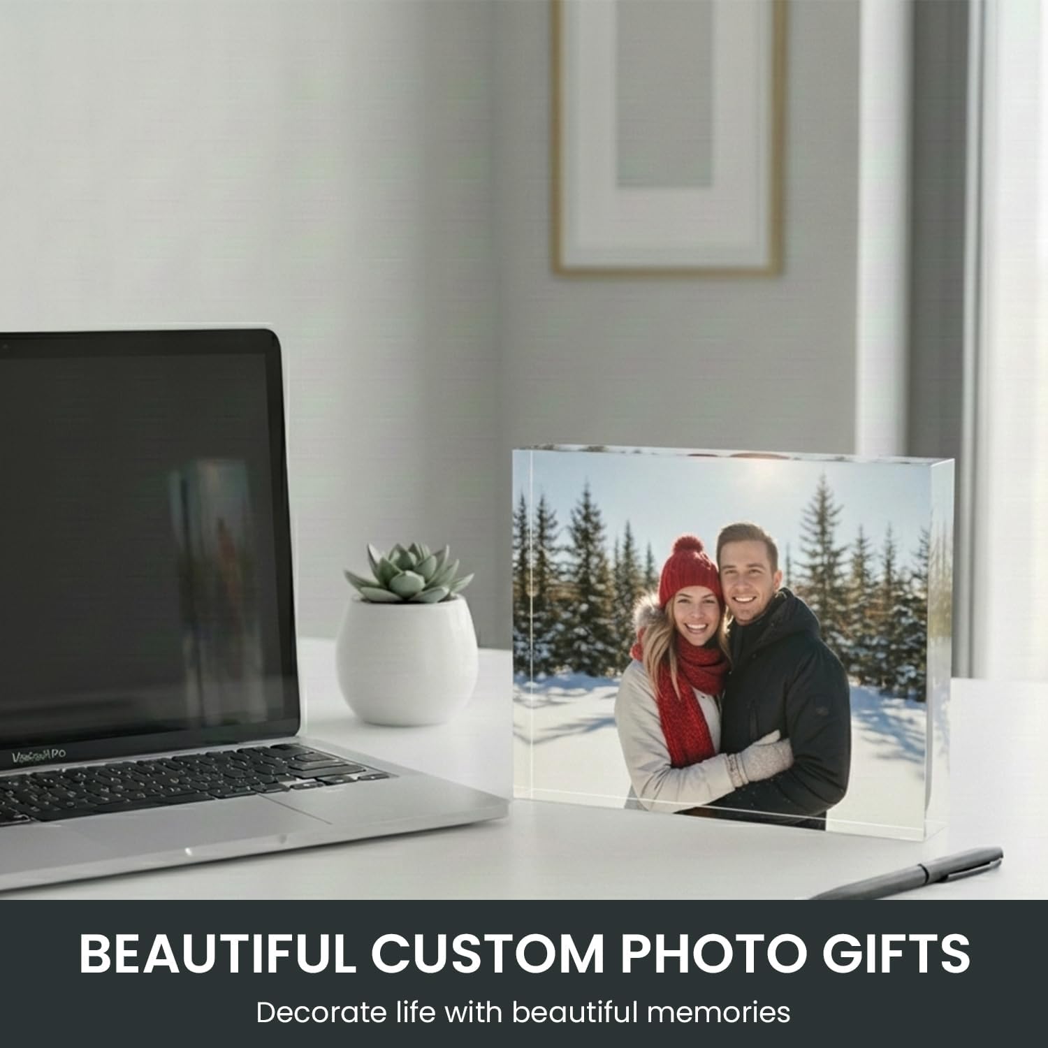 CanvasChamp Acrylic Photo Block, 7 MM - Custom Print Clear Acrylic Photo Frame, Self Standing Portrait Block (Rectangle - 7" x 5")
