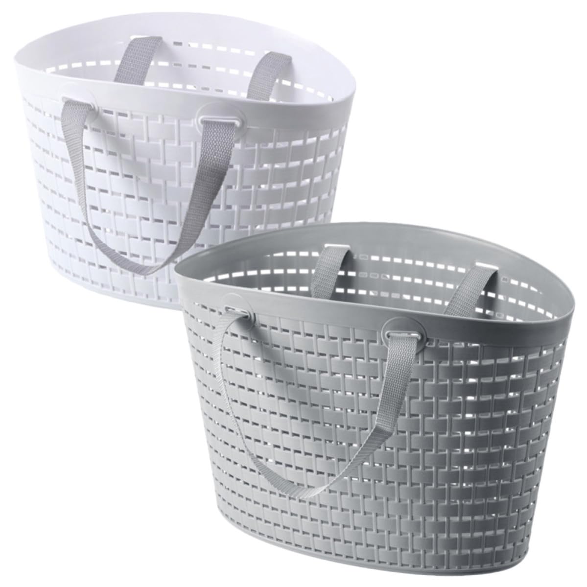 Panier plastique à poignées Alasum : lot de 2 bacs de rangement ajourés