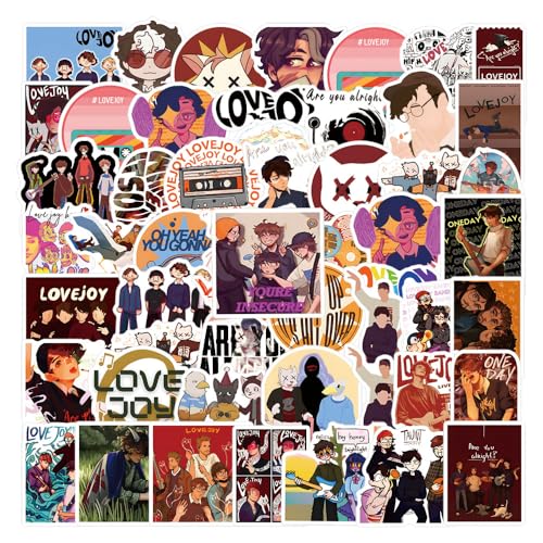 62Pcs Lovejoy Stickers Pack Cute Cartoon Vinyl Waterproof Sticker Decals for Water Bottle Laptop Phone Scrapbooking Journaling Choice for Party Supply Decor