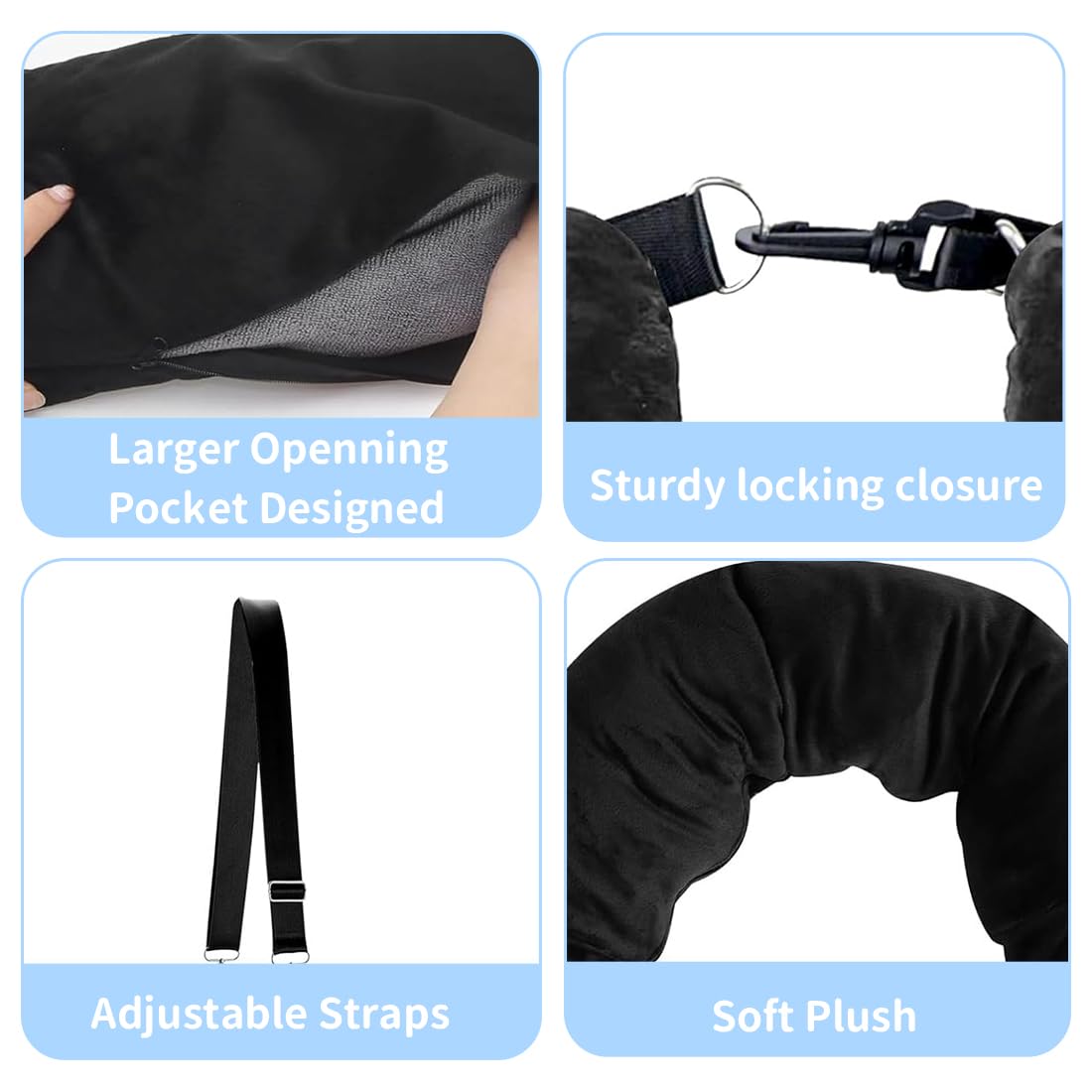 Cuscino Da Viaggio Riempibile A U - Cuscino Cervicale Per Aereo E Auto Grigio - Foto 6