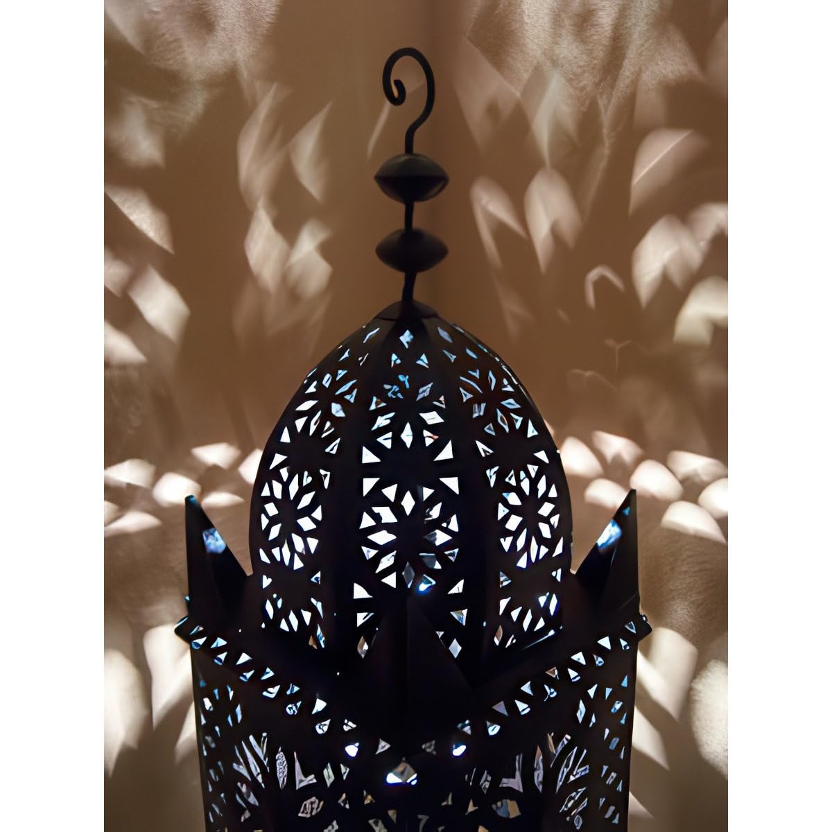 Marrakesch Orientalna Latarnia z Metalu, Czarna, Frane 130 cm, Marokańska Latarnia Ogrodowa i Podłogowa, Lampion Wiszący lub Do