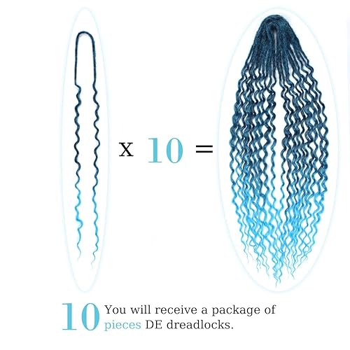 Miniatura 5 de Extensiones de rastas rizadas DE 24 pulgadas, 10 extensiones sintéticas de rastas de doble punta con puntas rizadas, extensiones de rastas onduladas