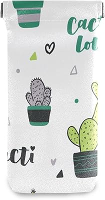 HUSSRITY Eyeglasses Case Cute Cactus Sunglasses Pouch Soft PU Leather Squeeze Top Eyeglass Holder Portable Glasses Case For Women Men