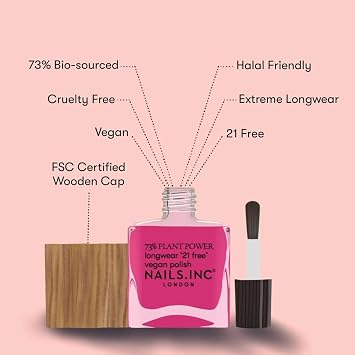 Nails Inc Plant Power Alter Eco, Lilac Shade, 0.47 Fl Oz | 73% plant-based, 21-free vegan formula delivers long-wearing, quick-dry salon color in a fresh, modern lilac shade.