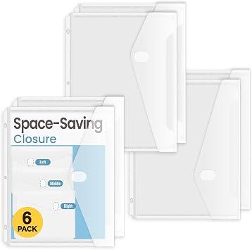 Sooez 6 Pack Binder Folders Pockets with Staggered Closures, Letter Size