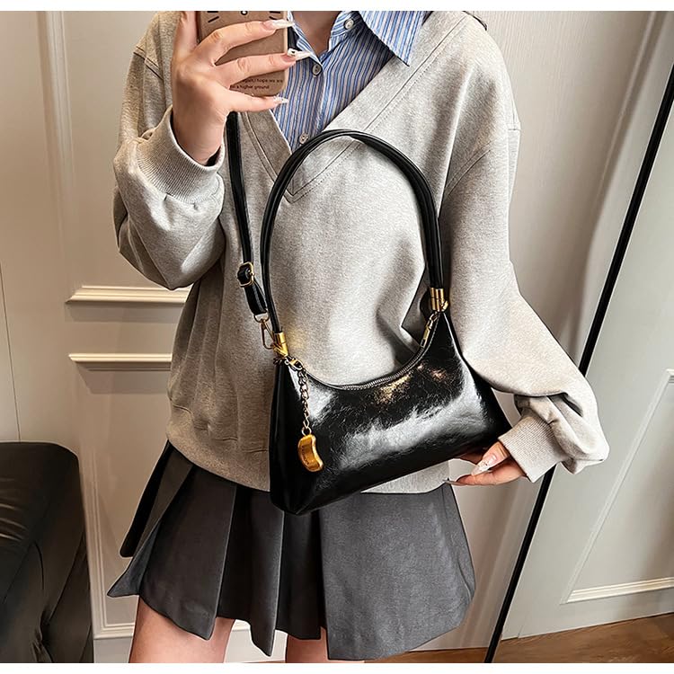 Image of NEBIL Shoulder Bag for Women Small Vintage Shoulder Purse Handbags Retro Purse Cute Clutch Hobo Underarm Bag (Silver)