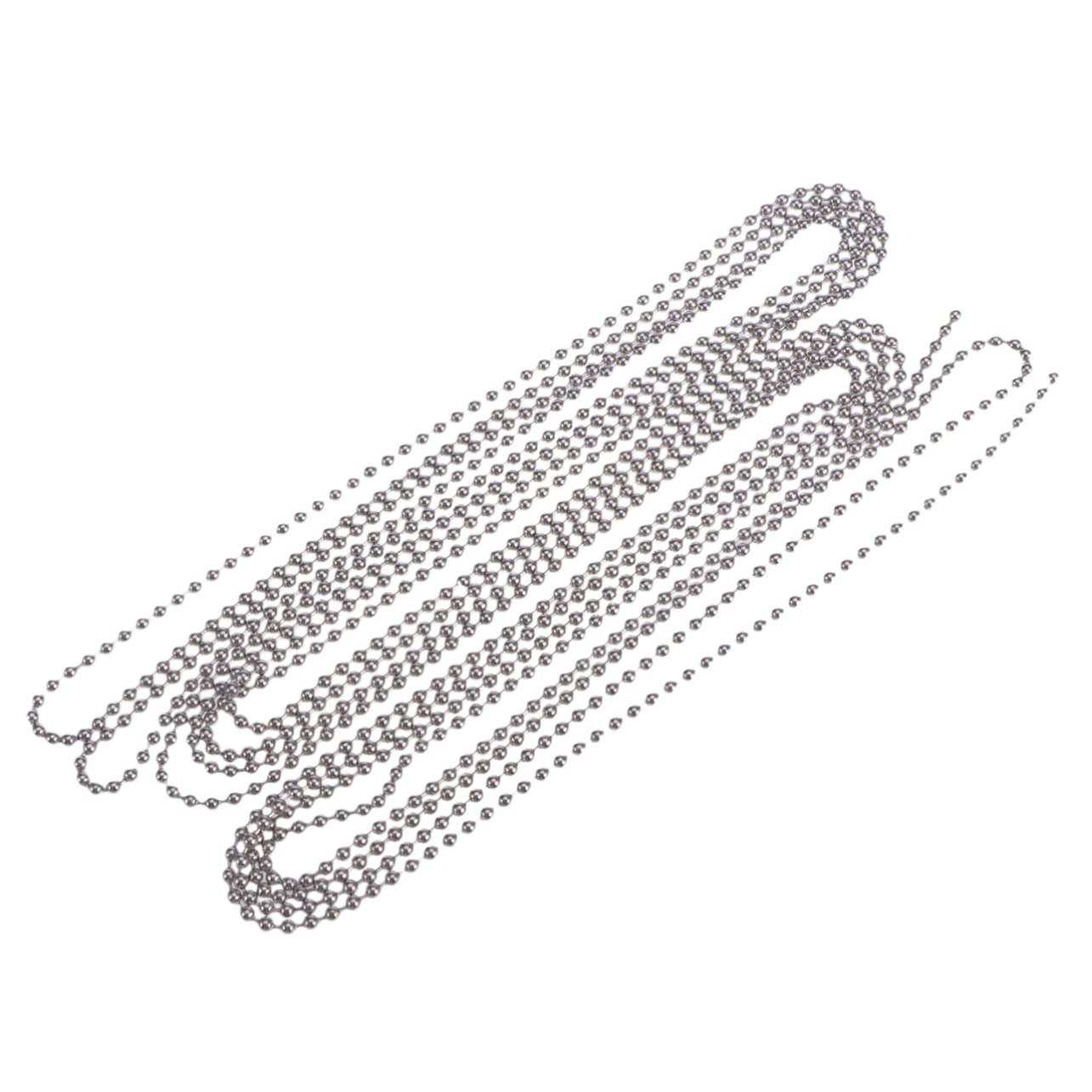 Beatifufu Adjustable Length Beaded Ball Chain 3m 10 Stainless Steel Connectors Black/Silver