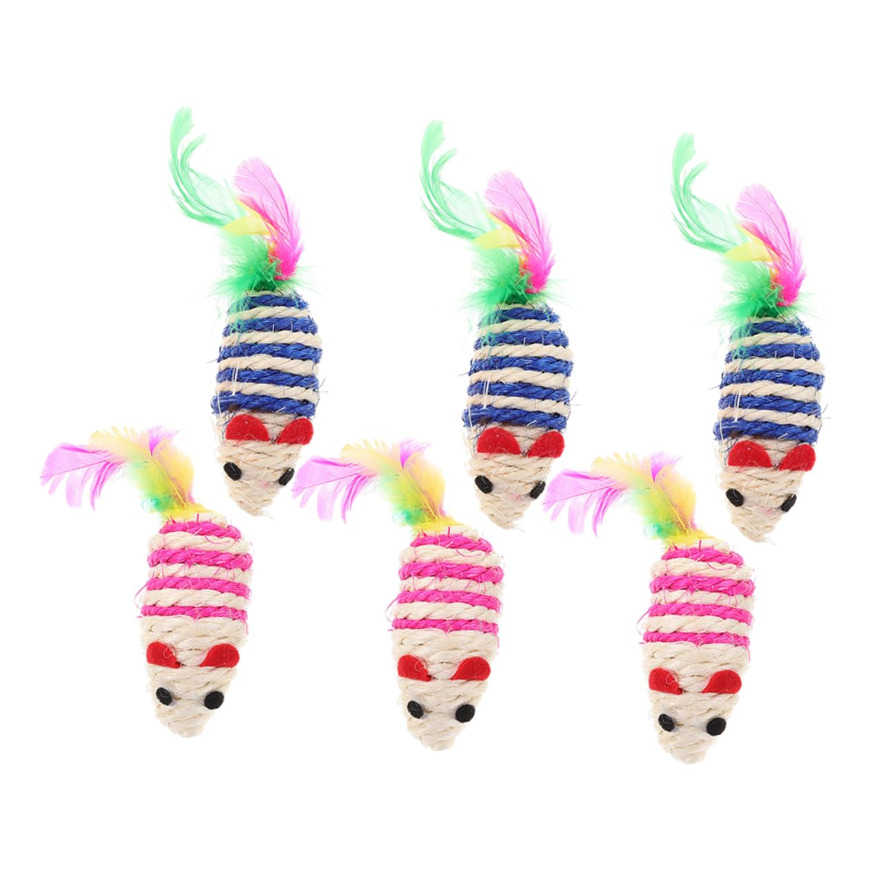 SEWOART 6Pcs Cartoon Mice for Indoor Cats Funny Interactive Kitten Stimulate Curiosity Promote Healthy Playtime