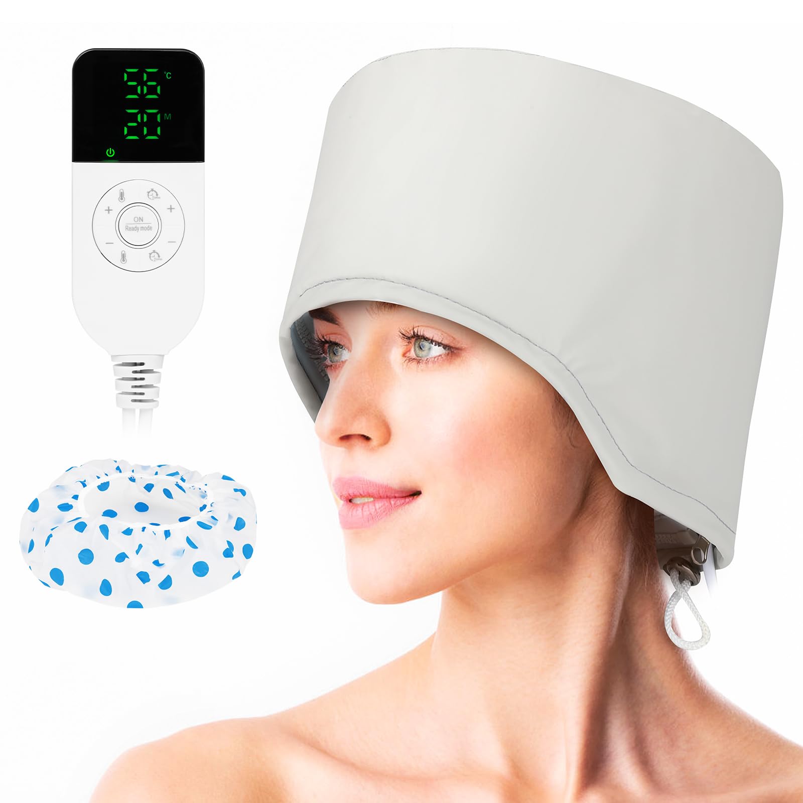 Cappellino per Capelli Elettrico, Trattamento per Capelli Caldi SPTHTHHPY, 2 temperature regolabili SPA Multifunzionale di Bellezza Nutrizionale dei Capelli del Cappello a Vapore