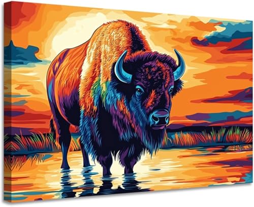 CGXLB Bison Wilderness Wall Art Majestic American Buffalo Painting Wildlife Pict