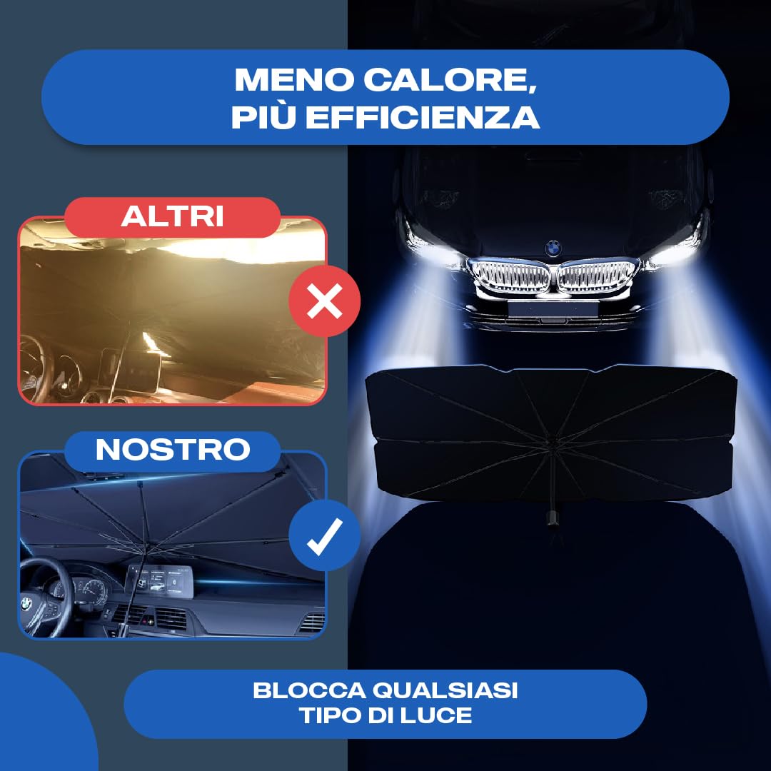 Parasole Auto Protezione Solare Anteriore 140x80cm UV Resistente