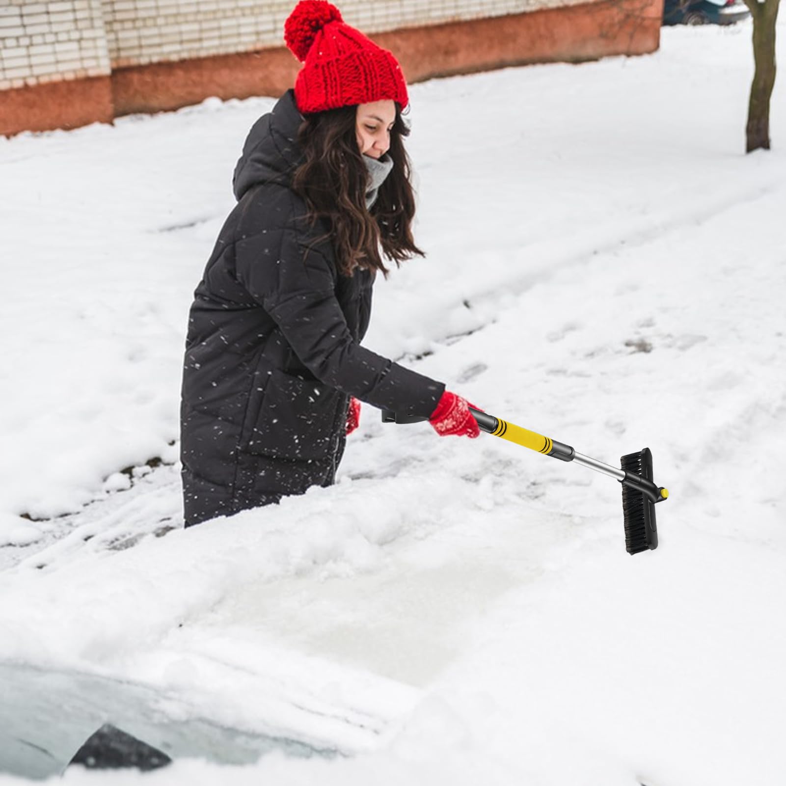 Generico Brosse à neige, outils de nettoyage avec poignée longue rotative - balai d'hiver pour neige sur fenêtres pour camions, pour camions, pare-brise, entretien de la maison