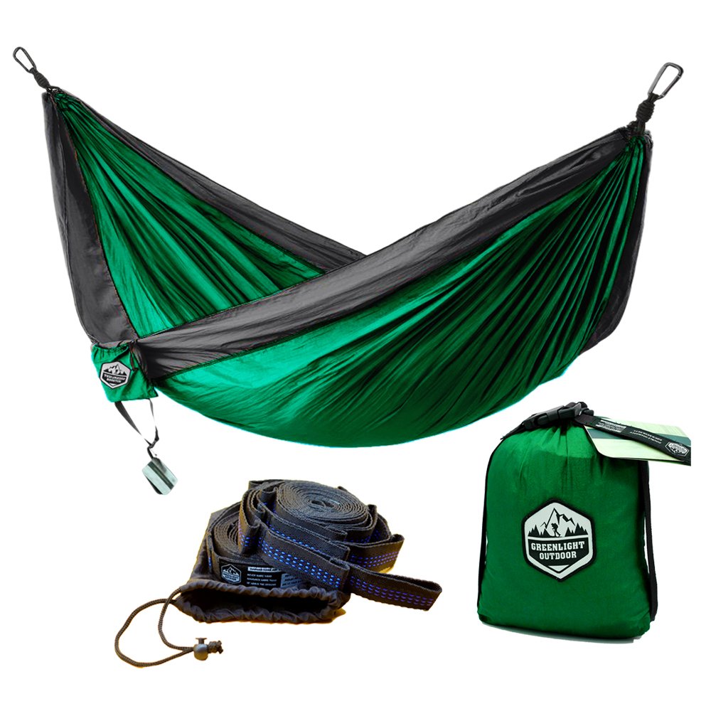 Camping Hammock with Hammock Tree Straps - Lightweight Parachute Portable Backpacking Hammock - 2 Person Double Travel Hammock, 118" x 78".