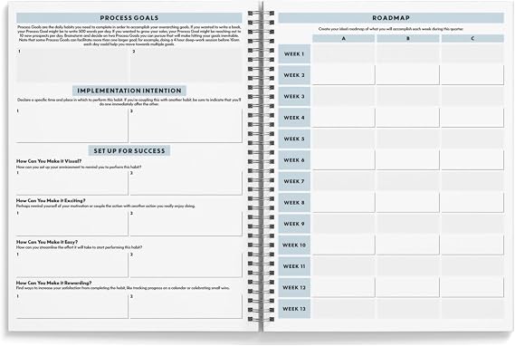 Panda Planner Ultimate 6 Month Productivity Bundle - Spiral Planner with Goal Setting, Monthly, Weekly & Daily Pages and Timer For Increased Focused with Classic Notebook