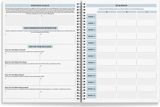 Panda Planner Ultimate 6 Month Productivity Bundle - Spiral Planner with Goal Setting, Monthly, Weekly & Daily Pages and Timer For Increased Focused with Classic Notebook
