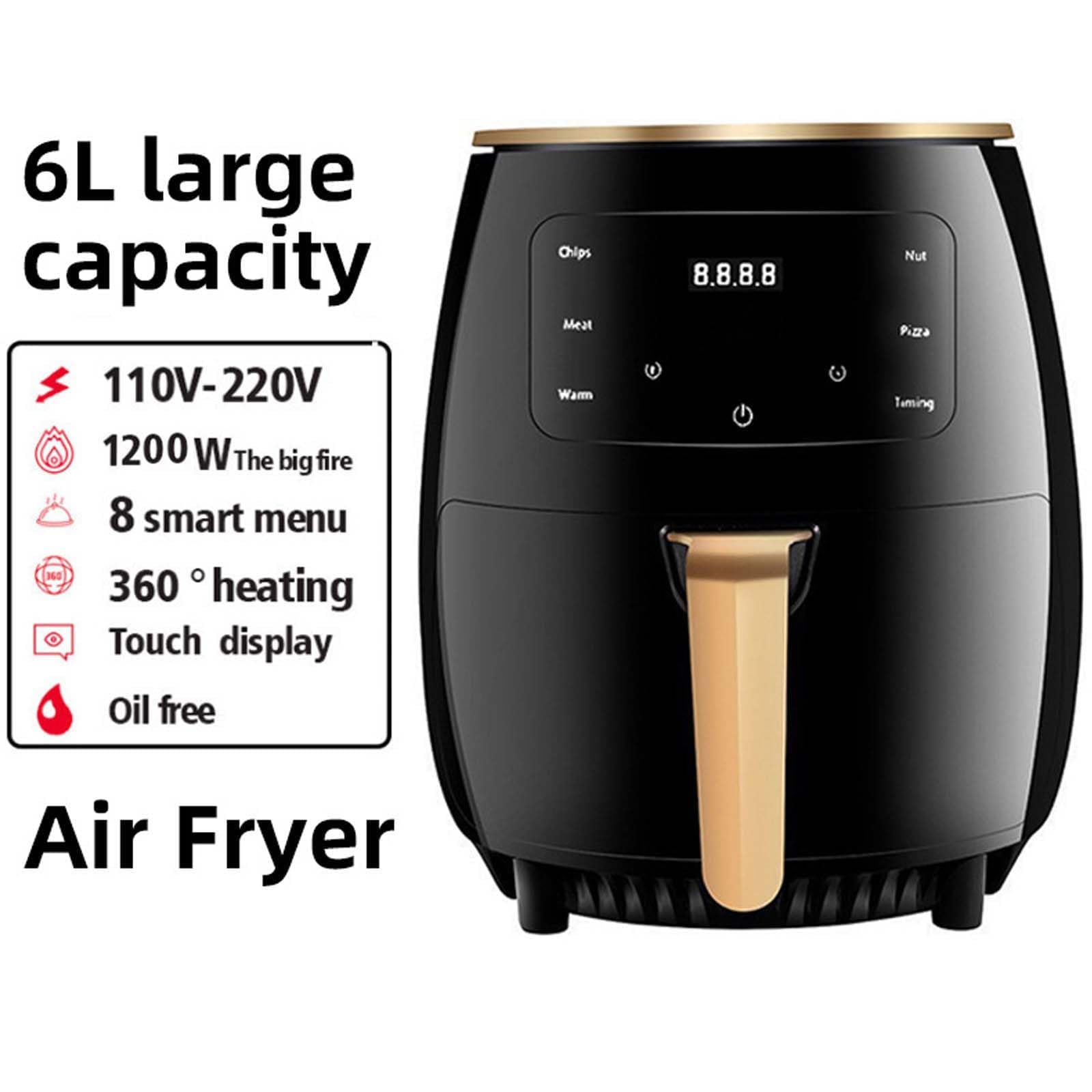 Freidora de Aire 6L 1400W, Pantalla Digital y Temporizador de 6H con | Aspas de turbina mejoradas para una textura súper crujiente, 8 menús preestablecidos que simplifican la cocina diaria