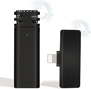 JUNLAI Wireless Lavalier Microphone for iPhone iPad, Plug-Play Noise Reduction Auto Sync Lapel Mic for Recording YouTube, Facebook, Live Stream, TikTok, Interview(NO APP & Bluetooth Needed)