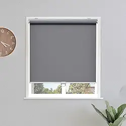 Persianas de rolo blackout sem fio para janelas, cortinas de escurecimento de ambiente com isolamento térmico fácil de instalar para sala de estar, quarto, casa, escritório, banheiro cinza 58,4 cm L x 182,8 cm A