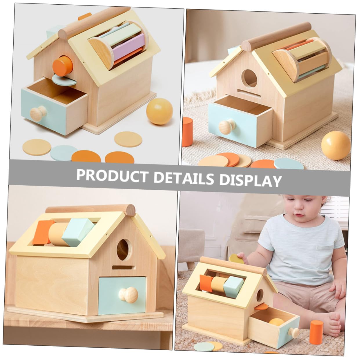 Juguete Sensorial Educativo Caja de Monedas para Niños Pequeños de Madera y Multifuncional Segura para Educación Temprana