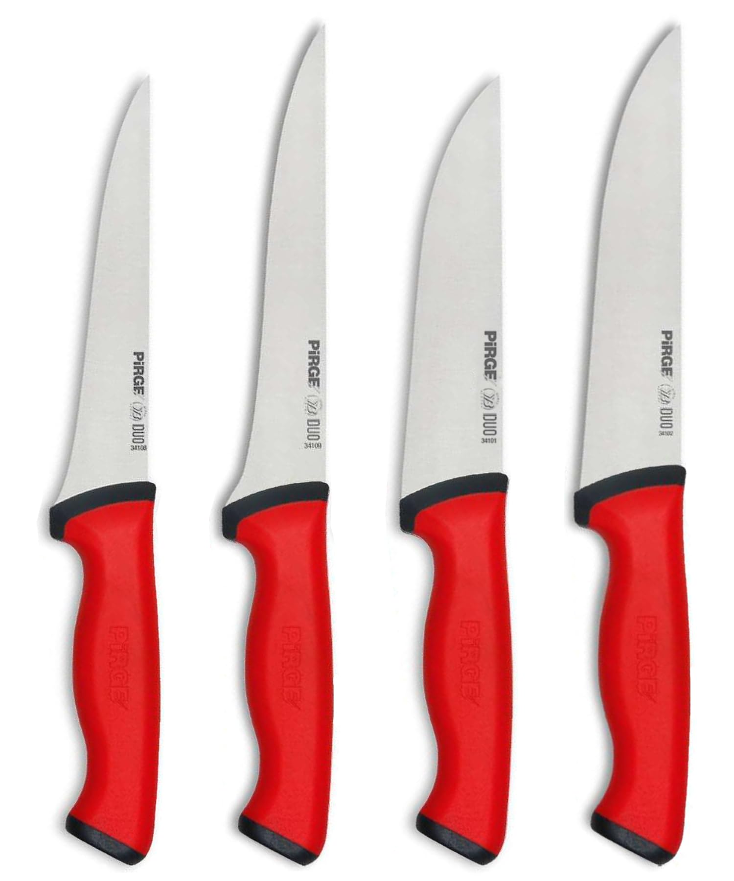 Pirge Set di coltelli da macellaio Duo, 4 pezzi, coltelli da macellazione con impugnatura antiscivolo - coltello da carne - coltello da disosso - affilatura eccellente