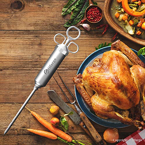 Ofargo Stainless Steel Meat Injector Syringe with 3 Marinade Injector Needles for BBQ Grill Smoker, 2-oz Large Capacity, Including Paper User Manual, Recipe E-Book (Download PDF) - Thumbnail 6