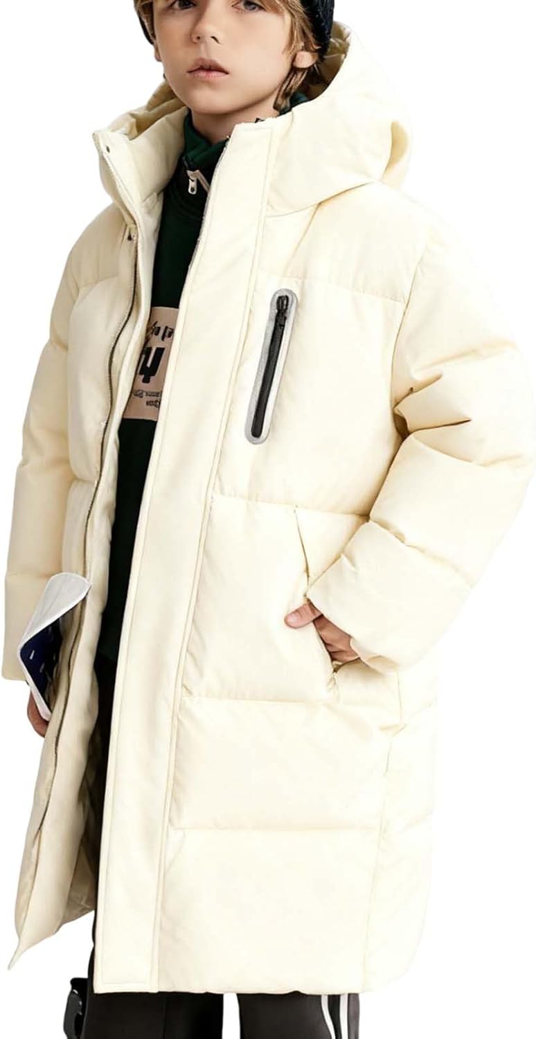 Girls Long Winter Puffer Coat Thickened Warm Puffy Quilted Jacket Long Sleeve Padded Down Outerwear for Kids 4-15 Years