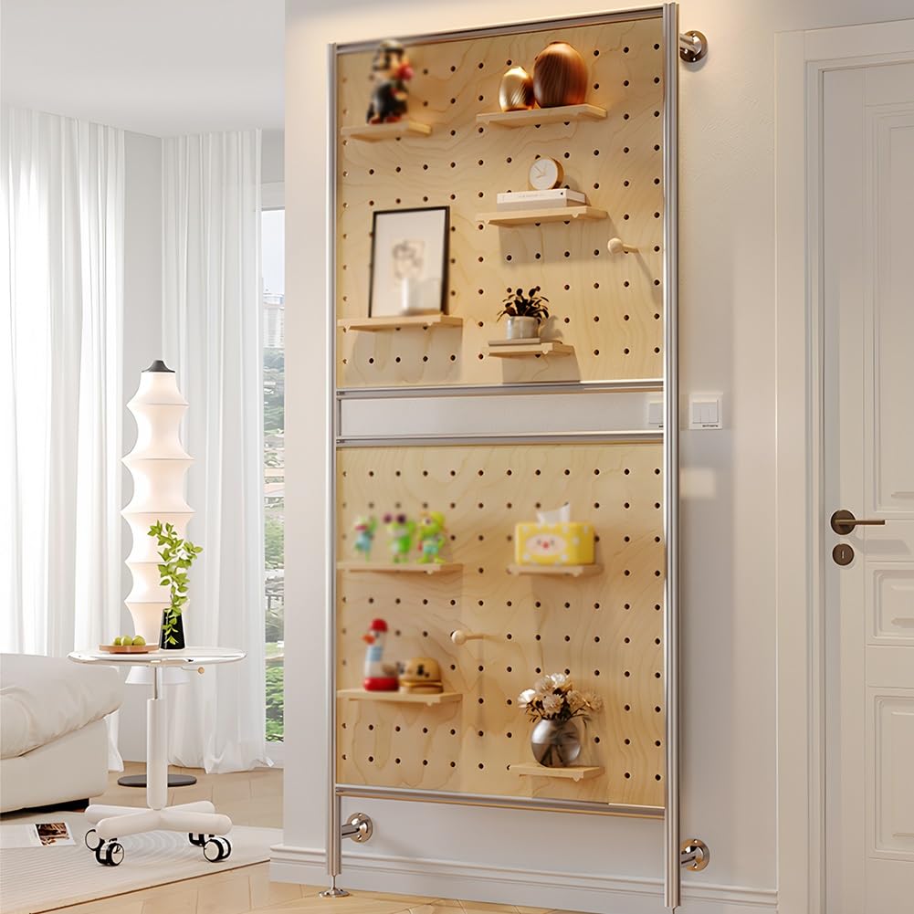 Modułowa tablica ścienna - 18 mm panel wystawowy z litego drewna do przechowywania narzędzi, biura i gier, wszechstronne beżowe rozwiązanie do montażu na ścianie, 90 x 150 cm