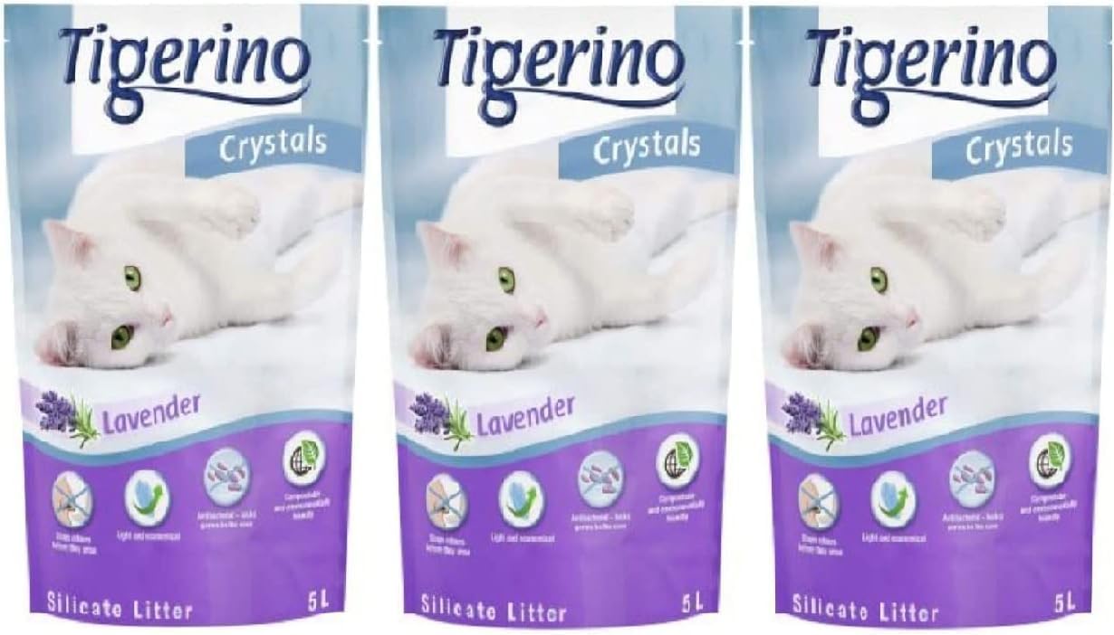 Tigerino Crystals Lavender Silicate Cat Litter 15L (5L X 3) Scented