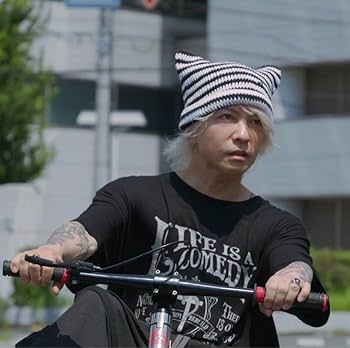 Amazon.co.jp: HYDE 着用スタイル ネコ耳ニット帽 ボーダー 白