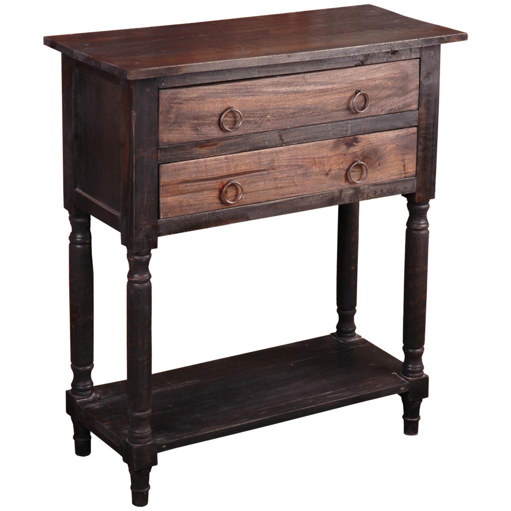 Sunset TradingShabby Chic Cottage Table, Black with Raftwood Drawers