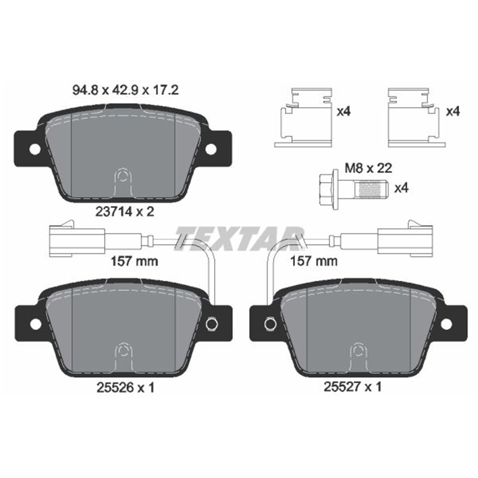 TEXTAR Plaquettes de freins Arrière avec contact du palpeur d'usure intégré Épaisseur 17,2mm avec accessoires 2371403 Compatible avec FIAT Bravo II 5 portes 198 Linea 323, 110 Bravo II Van 198, LANCIA