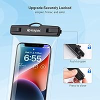 Vista 5 de Bolsa de teléfono impermeable - Funda para celular de 8.5 pulgadas a prueba de agua para viajes a la playa, artículos imprescindibles, soporte