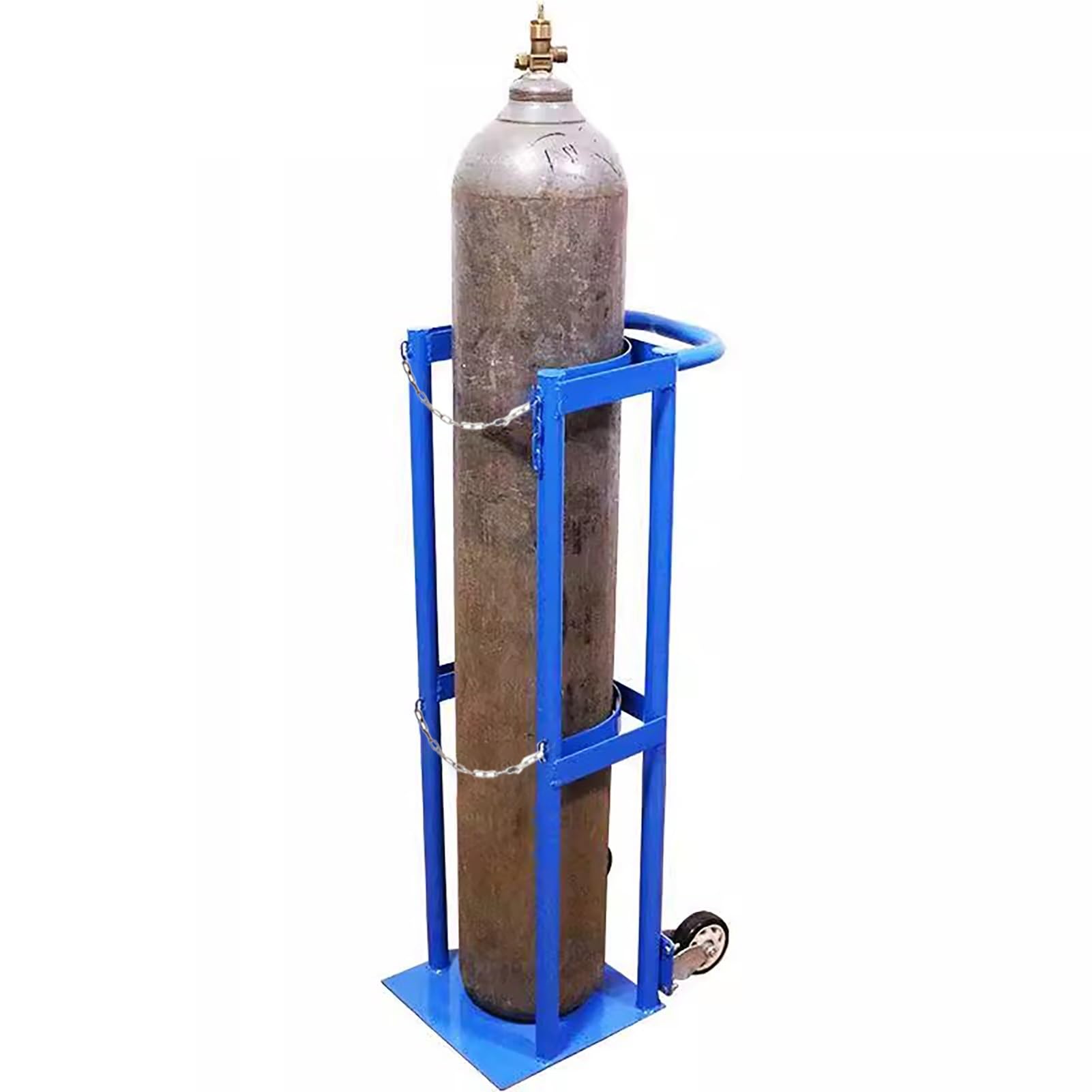 WQPMNYG Movable Oxygen Cylinder Cart with Wheels, Heavy-Duty Gas Bottle Organizer Stand, Medical Tank Bracket with Chain for Secure Transport
