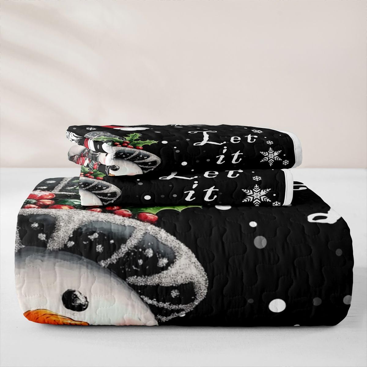 Homewish Schwarzer Süßer Schneemann Bettüberwurf Tagesdecke 170x210cm