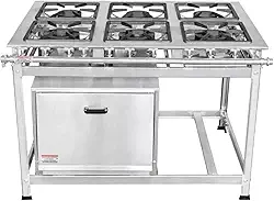 Fogão Industrial 6 Bocas 30x30 P7 em Aço Inox com Forno