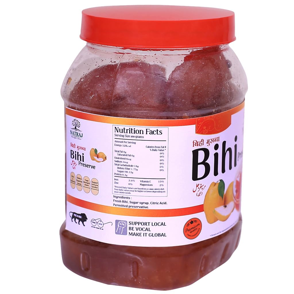 Natraj The Right Choice Homemade Taste Bihi Murabba (Quince Fruit Preserve) - 1kg of Fresh, Healthy Quince Marmalade | Behi | Bahi Murabba Rich in Flavor, Ideal for Snacks & Desserts. 1
