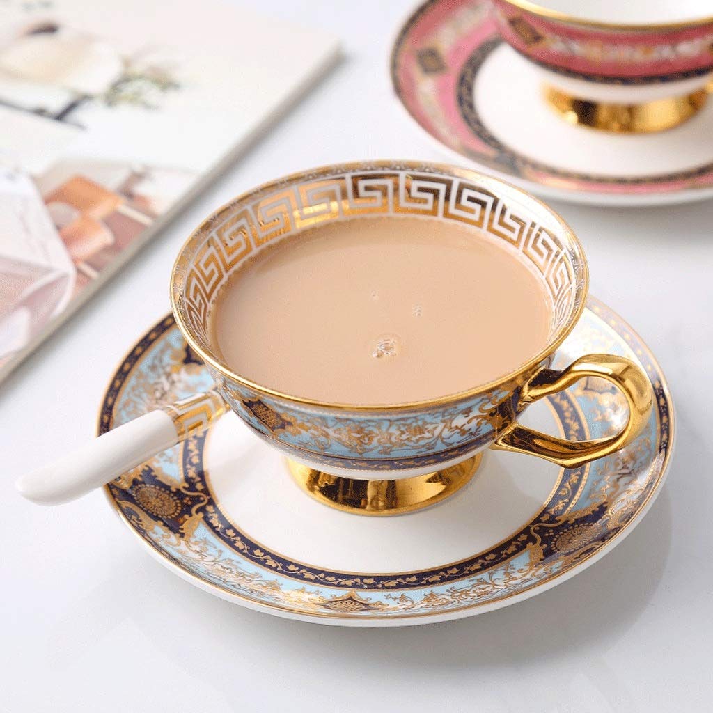 Set di tazze da tè in porcellana Bone China, tazza da caffè europea di fascia alta per colazione, tazza da tè pomeridiana inglese di lusso da 210 ml con design squisito per la casa