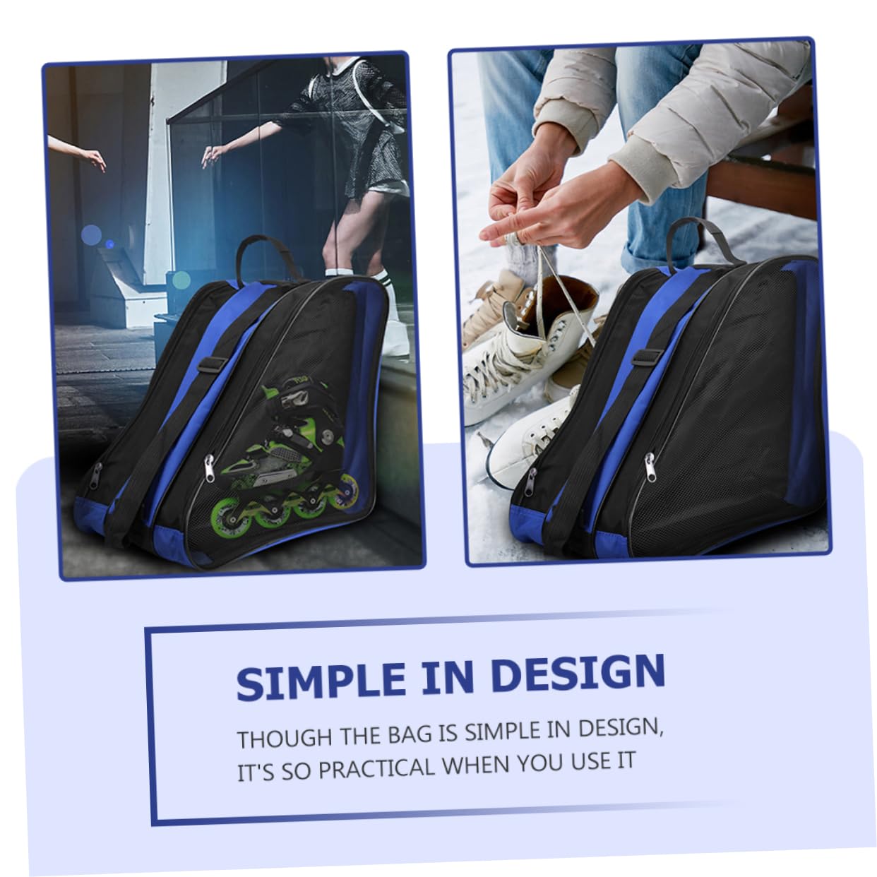 balacoo Wear Resistant Zipper Skate Pouch for Ice Skating and Roller Skates Durable Storage Bag for Easy Carrying Fashionable Design for Outdoor Use for Adults
