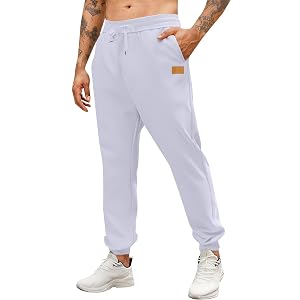 Mens Jogger Sweatpants with Pockets Baggy Fleece Jogging Pants Casual Straight Leg Drawstring Workout Gym Pants