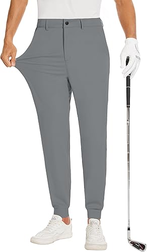 JIM LEAGUE Pantalones deportivos de golf para hombre, con trabillas para cinturón, ajustados, elásticos, para trabajo, viajes, casual, corte cónico,