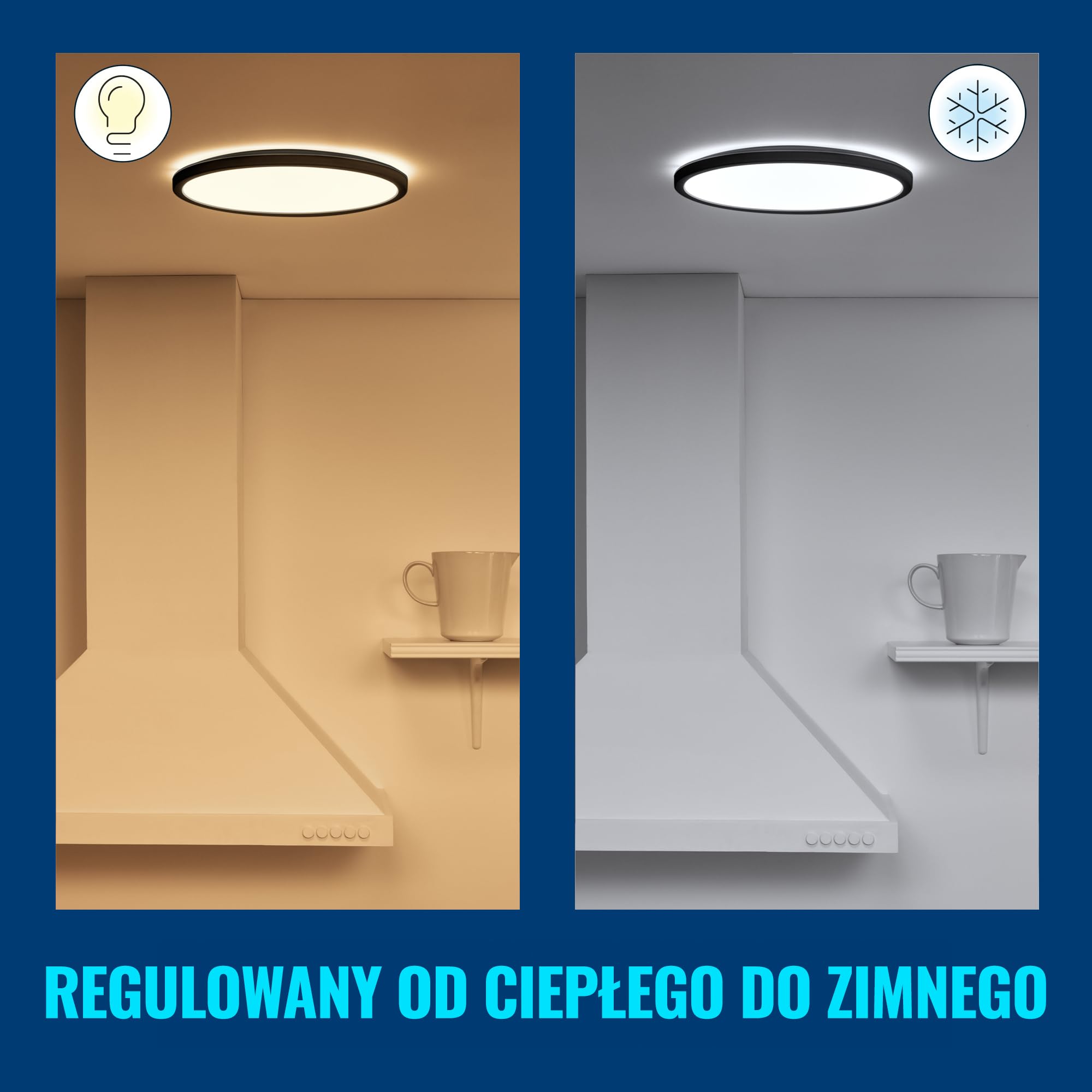 WiZ Inteligentna lampa sufitowa SuperSlim 16W, Wi-Fi, Bluetooth, wiele odcieni bieli, sterowanie aplikacją